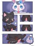 2026 3:4 5_panel_comic absurd_res after_orgasm ageam_(sylvtasticalsylveon) animal_genitalia animal_penis bed black_body black_fur blue_eyes blush blush_stickers bodily_fluids border cel_shading close-up comic cum cum_string cutaway digital_drawing_(artwork) digital_media_(artwork) domestic_cat duo ear_piercing ear_ring expression_cutaway feet felid feline felis female female_feral feral feral_on_feral flower_on_head flying_sweatdrops foot_fetish foot_play footjob front_view fur furniture genital_fluids genitals grey_body grey_eyes grey_fur heart_reaction hi_res hindpaw humanoid_genitalia humanoid_genitalia_on_feral humanoid_vulva humanoid_vulva_on_feral innie_vulva jewelry lagomorph leg_markings leporid lying lying_on_bed male male/female male_feral mammal markings monotone_body monotone_fur multicolored_body multicolored_fur necklace on_back on_bed open_mouth pawpads paws penis piercing pink_penis quadruped rabbit ring_piercing sex shaded socks_(marking) spiral spiral_eyes spots spotted_body spotted_fur sweat sweatdrop tapering_penis three-quarter_view three_row_layout two_tone_body two_tone_fur vulva white_body white_border white_fur zyuuniie