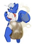 anthro arilin_thameslink blush canid canine canis clothing diaper diaper_fetish feces foopybugg hi_res hybrid male mammal mephitid rear_view sagging_diaper sailor_uniform simple_background skunk smelly soiled_diaper soiling solo stained_diaper stink_fumes stink_lines unclean_diaper uniform used_diaper wolf