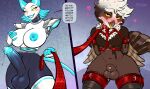 absurd_res areola ariagoldberry arms_tied avian balls bdsm beak big_balls big_breasts big_penis bird black_balls black_penis blue_areola blue_glans blue_nipples blush bodily_fluids bondage bound breast_grab breasts canid canine ceilo_(wafflezcol) collar deltarune dominant dominant_gynomorph dominant_intersex dripping english_text feathers food food_creature fox genital_fluids genitals glans glistening glistening_genitalia glistening_penis gynomorph gynomorph/male hand_on_breast hi_res humanoid_genitalia humanoid_penis intersex intersex/male kneeling leaking_precum leash leash_pull legs_tied machine male mammal nipples non-mammal_balls nude open_mouth owl penis precum precum_drip pulsatrix robot self_grope spectacled_owl submissive submissive_male tail tasque_manager text thick_thighs tongue tongue_out transformation true_owl undertale_(series) white_breasts wings