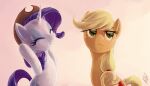 2012 applejack_(mlp) bangs blonde_hair blue_eyeshadow cartoon_freckles clothing cowboy_hat duo equid equine eyelashes eyes_closed eyeshadow female feral freckled_face freckles friendship_is_magic green_eyes hair hasbro hat hat_only headgear headgear_only headwear headwear_only hi_res hooves horn long_eyelashes makeup mammal mostly_nude my_little_pony mythological_creature mythological_equine mythology orange_body pupils purple_hair quadruped rarity_(mlp) smile tail unicorn white_body whitediamonds