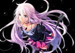  absurdres blue_eyes choker highres ia_(vocaloid) leaning_forward long_hair looking_at_viewer microphone_stand pine_(yellowpine112) pink_hair skirt solo vocaloid 