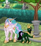  blue_eyes cutie_mark equine eye_contact female feral friendship_is_magic hair horn horse loki long_hair mammal multi-colored_hair my_little_pony outside pink_eyes pony princess_celestia_(mlp) shinonigga winged_unicorn wings 