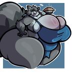 anthro apron apron_only big_breasts big_butt breasts butt cheek_tuft clothing curvy_figure eyes_closed facial_markings facial_tuft fangs female food greenfuzzyboii head_markings hi_res huge_breasts huge_butt huge_hips huge_thighs hyper hyper_breasts hyper_hips hyper_thighs mammal markings mask_(marking) neck_tuft open_mouth open_smile overweight overweight_anthro overweight_female pastry pie procyonid raccoon slightly_chubby slightly_chubby_anthro slightly_chubby_female smile solo striped_markings striped_tail stripes tail tail_markings teeth thick_thighs tuft voluptuous wide_hips