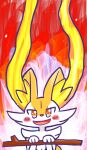 2024 ambiguous_anthro ambiguous_gender annyui0611 anthro biped blush blush_stickers braixen bust_portrait canid digital_drawing_(artwork) digital_media_(artwork) fire flaming_hair front_view generation_6_pokemon hi_res holding_object holding_stick japanese_description looking_at_viewer mammal nintendo open_mouth open_smile pokemon pokemon_(species) portrait pseudo_hair simple_background smile solo stick translated_description