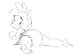 2019 accessory amy_rose anthro backless_dress barefoot bottomwear clothed clothing diaper diaper_under_clothing diaper_under_dress diaper_under_skirt dress eulipotyphlan eyelashes feet female hair hair_accessory hairband hedgehog looking_at_viewer looking_back looking_back_at_viewer lying mammal monochrome on_front rear_view sega skirt smile smiling_at_viewer solo sonic_the_hedgehog_(series) sophiepoof wearing_diaper
