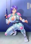 1girl breasts character_request ema_(emaura) gun large_breasts purple_hair solo source_request weapon 