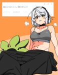  abs absurdres anby_demara andii_(anzai_teachco) bare_shoulders black_choker black_pants blush bob_cut braid character_costume check_translation choker commentary_request headphones heavy_breathing highres hot mascot_head no_shirt odaibako pants request_inset shirt short_hair single_braid sitting sports_bra sweat translation_request unworn_headwear wet wet_clothes wet_shirt white_hair yellow_eyes zenless_zone_zero 