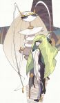  1girl absurdres antennae ass blonde_hair bodysuit breasts chest_jewel colored_skin commentary english_commentary evil_smile eyelashes full_body green_eyes hair_over_one_eye high_heels highres inkerton-kun joints long_hair lusamine_(pokemon) multicolored_bodysuit perky_breasts pheromosa pokemon pokemon_(creature) pokemon_sun_and_moon purple_eyes smile standing two-tone_bodysuit very_long_hair white_hair white_skin 