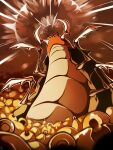  angry bell bell_eater_(hollow_knight) bug centipede claws commentary highres hollow_knight hollow_knight:_silksong jingle_bell no_humans open_mouth pinrhyme screaming sharp_teeth teeth too_many_bells 
