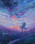  blue_sky cloud commentary english_commentary field grass hexh landscape nature original outdoors pixel_art scenery sky tree twilight 