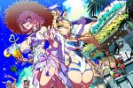  4boys 4girls absurdres animal_ears bare_shoulders belle_(summer_skies)_(zenless_zone_zero) belle_(zenless_zone_zero) blonde_hair blue_sky breasts cloud commentary_request covered_navel cup drinking_straw glass hair_over_one_eye hat highres holding holding_cup horse_ears horse_girl komano_manato large_breasts lighter_(zenless_zone_zero) looking_at_viewer luciana_de_montefio luciana_de_montefio_(princess_on_holiday) max801115 medium_hair multiple_boys multiple_girls official_alternate_costume one-piece_swimsuit open_mouth outdoors pink_hair pointing pointing_at_viewer remielle_dan remielle_dan_(seashade_pas_seul) second-party_source sigrid_de_l'azur sigrid_de_l'azur_(majestic_wavechaser) skindentation sky smile straw_hat sun_hat swimsuit teeth thighs upper_teeth_only von_lycaon white_one-piece_swimsuit wise_(peaceful_waves)_(zenless_zone_zero) wise_(zenless_zone_zero) zenless_zone_zero 