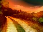  cloud evening field forest game_asset grass nature no_humans non-web_source official_art outdoors path rural self-datamine sky subarashiki_hibi tree variant_set 