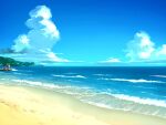  beach blue_sky cloud cloudy_sky day game_asset horizon no_humans non-web_source ocean official_art outdoors sand scenery self-datamine sky subarashiki_hibi variant_set 