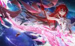  1other 4boys 5girls absurdres astral_express_(honkai:_star_rail) asymmetrical_gloves bracelet breasts caelus_(honkai:_star_rail) cape closed_mouth commentary_request dan_heng_(honkai:_star_rail) dress earrings elbow_gloves flag gloves hand_up highres himeko_(honkai:_star_rail) himeko_(nova)_(honkai:_star_rail) himeko_(young)_(honkai:_star_rail) holding holding_flag honkai:_star_rail honkai_(series) jewelry long_hair looking_at_viewer march_7th_(honkai:_star_rail) march_7th_(preservation)_(honkai:_star_rail) mismatched_gloves multiple_boys multiple_girls official_alternate_costume pom-pom_(honkai:_star_rail) red_cape red_gloves red_hair smile stelle_(honkai:_star_rail) sunday_(honkai:_star_rail) tongyu trailblazer_(honkai:_star_rail) uneven_gloves upper_body very_long_hair welt_yang white_dress white_gloves yellow_eyes 