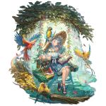  1girl animal_on_head ankle_strap anklet aqua_dress aqua_hair arknights bare_shoulders bird bird_girl bird_on_head blue_nails book branch brown_sandals closed_mouth collarbone curtains dress earrings erkai feather_hair flower food food-themed_earrings footwear_flower frilled_dress frills fruit full_body game_asset hair_ornament hairclip hat hat_flower highres jewelry lace-trimmed_dress lace_trim long_hair looking_at_viewer multicolored_hair nail_polish necklace non-web_source off-shoulder_dress off_shoulder official_alternate_costume official_art on_head on_swing orange_eyes outdoors parrot parrot_girl photo_(object) pink_flower pink_hair pink_nails plate rainbow reading ripples sandals short_eyebrows sitting smile solo straw_hat strawberry_earrings sundress swing tachi-e tippi_(a_refreshing_setting)_(arknights) tippi_(arknights) toenail_polish toenails transparent_background two-tone_hair very_long_hair water watermelon watermelon_slice white_flower 