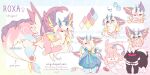  1girl absurdres blue_dress blue_eyes character_name commentary dragon dress english_text fluffy furry furry_female highres horns long_tail mew_mew_chikorita_moon one_eye_closed original pawpads reference_sheet shell star_(symbol) tail tongue tongue_out wings 