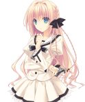  1girl back_bow back_double_bow black_bow black_bowtie blonde_hair blue_eyes bow bowtie braid bubble_skirt buttons closed_mouth double_bowtie est_gealach_arnotts frilled_skirt frilled_sleeves frills game_asset grey_bow grey_bowtie hair_bow hair_intakes hand_up juliet_sleeves long_hair long_sleeves multiple_hair_bows non-web_source official_art plaid_bow plaid_bowtie plaid_clothes pleated_skirt puffy_sleeves sailor_collar school_uniform self-datamine shirt simple_background skirt solo standing suzuhira_hiro tachi-e transparent_background tsuki_ni_yorisou_otome_no_sahou_2 twin_braids white_sailor_collar white_shirt 