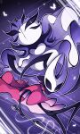  2girls arthropod_girl black_eyes black_skin bug butterfly cloak colored_skin dress extra_eyes first_sinner_(hollow_knight) glowing_butterfly highres holding holding_weapon hollow_eyes hollow_knight hollow_knight:_silksong horned_mask hornet_(hollow_knight) horns mask multiple_girls needle_(hollow_knight) pinrhyme red_cloak silk weapon white_dress white_mask 