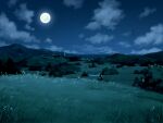  cloud field game_asset grass moon mountain mountainous_horizon night no_humans non-web_source official_art outdoors path rural scenery self-datamine sky subarashiki_hibi variant_set 