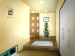  bed door game_asset indoors night no_humans non-web_source official_art plant potted_plant self-datamine subarashiki_hibi variant_set window wooden_floor 