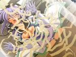  1girl 2000s_(style) amagi_nanaha bdsm blush bondage bound breasts closed_eyes clothes_pull elbow_gloves game_asset gloves magical_girl mahou_senshi_(series) mahou_senshi_symphonic_knights medium_breasts nipples non-web_source official_art open_clothes open_mouth open_shirt panties pantyhose purple_hair saitou_natsuki self-datamine shirt solo symphonic_sugar thighhighs underwear variant_set visual_novel_cg 