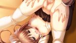  1boy 1girl alpha_(yukai_na_nakamatachi) azai_kanon azai_kyousuke blush bra bra_lift breasts brown_hair censored clothes_lift cross fingernails g-senjou_no_maou game_asset hetero inverted_cross long_hair mosaic_censoring nipples non-web_source open_mouth penis pussy pussy_juice self-datamine sex solo_focus spread_legs thighhighs underwear vaginal 