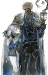  2boys alva_lorenz alva_lorenz_(warden) belt black_gloves black_pants black_sclera blonde_hair blue_eyes bruise bruised_eye cape colored_sclera commentary_request fur-trimmed_cape fur_trim gloves grey_hair hair_slicked_back highres identity_v injury jacket leather leather_gloves long_sleeves looking_at_another luca_balsa luca_balsa_(winter_cicada) male_focus mask mouth_mask multiple_boys open_mouth pants sanyazhao scar scar_on_face simple_background staff white_background white_pants yaoi 