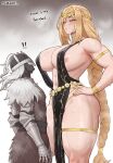  ! !! 1boy 1girl abs alternate_breast_size_(larger) areola_slip armlet armor artist_name bare_legs belt blonde_hair bloody_wolf_(elden_ring) blush bracelet braid breastplate breasts broad_shoulders cheekie choker circlet cleavage commentary confident curvy elden_ring english_commentary english_text femdom frown full_cleavage fur_trim gauntlets gold gold_armlet gold_bracelet gold_thighlet height_difference helmet highres jewelry large_breasts long_bangs long_hair looking_at_another looking_down looking_up muscular muscular_female nail_polish navel no_bra orange_eyes queen queen_marika_the_eternal revealing_clothes serious sideboob size_difference steaming_body sweat tall_female tarnished_(elden_ring) thick_thighs thighlet thighs vambraces very_long_braid very_long_hair worried yellow_nails you_gonna_get_raped 