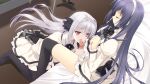  1boy 1girl antenna_hair back_bow back_double_bow bed_sheet black_bow black_bowtie black_thighhighs blue_hair bow bowtie braid censored closed_eyes crossdressing crossdressing_(mtf) crown_braid double_bowtie dress dutch_angle fellatio floating_hair frilled_skirt frills from_above game_asset garter_belt grabbing_another's_penis grey_bow grey_bowtie grey_hair hair_bow hairband hetero holding_own_skirt indoors juliet_sleeves kneeling kokura_asahi lapels leaning_forward licking licking_penis long_hair long_sleeves looking_at_penis mosaic_censoring multiple_hair_bows non-web_source official_art on_bed oral parted_lips penis plaid_bow plaid_bowtie plaid_clothes profile puffy_sleeves red_eyes sakurakouji_luna school_uniform self-datamine sitting skirt suzuhira_hiro thighhighs tongue tongue_out trap tsuki_ni_yorisou_otome_no_sahou tucking_hair white_dress white_hairband 