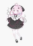  1girl :o @_@ ahoge black_bow black_bowtie black_hat black_jacket black_shoes bow bowtie collared_shirt cross_hair_ornament flat_chest floating frilled_jacket frilled_shirt_collar frilled_thighhighs frills from_side grey_eyes hair_intakes hair_ornament hands_up hat heart heart_ahoge highres holding holding_rope indie_utaite indie_virtual_youtuber jacket layered_clothes long_sleeves looking_at_viewer mary_janes momone_chinoi ne_hu0 no_nose noose open_mouth pink_eyes pink_hair rope shirt shoes short_hair simple_background solo thighhighs utaite virtual_youtuber white_background white_thighhighs will-o'-the-wisp_(mythology) 