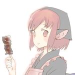  animal_ears bad_id bad_pixiv_id face food head_scarf kasuka_(kusuki) meat mystia_lorelei okamisty pink_eyes pink_hair short_hair solo touhou white_background 