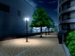  building cloud game_asset lamppost night no_humans non-web_source official_art outdoors road self-datamine sidewalk sky street subarashiki_hibi tree variant_set 