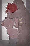 1boy 1girl alternate_breast_size_(larger) arknights ass_ripple bald behind_another blush bouncing_breasts bound breasts choke_hold commentary_request exusiai_(arknights) exusiai_the_new_covenant_(arknights) halo hetero highres large_breasts matutake_(matutake_yk0) motion_lines nipples nude open_mouth paid_reward_available red_hair restrained sex sex_from_behind short_hair strangling sweat thighhighs white_thighhighs wings yellow_halo yellow_wings 