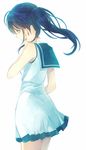  atsuki_(threemountain) blue_eyes blue_hair dress highres hiradaira_chisaki long_hair nagi_no_asukara sailor_dress school_uniform serafuku side_ponytail standing 