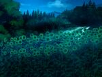  cloud field flower game_asset grass night no_humans non-web_source official_art outdoors self-datamine sky subarashiki_hibi sunflower tree variant_set 