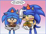  blue_fur cake candle fire food fur gloves green_eyes hedgehog open_mouth party_hat sega sonic_(series) sonic_the_hedgehog tagme 