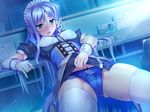  1girl aozora_stripe blue_panties blush game_cg long_hair open_mouth panties piromizu purple_hair tsuruno_satsuki underwear 