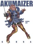  1girl akumaizer_3 armor black_pants boots character_name clothing_request colored_skin commentary copyright_name full_body gabra highres jinri_shijie looking_at_viewer multicolored_boots open_mouth pants pauldrons red_boots red_hair red_skin shoulder_armor simple_background sleeveless smile solo tentacle_hair thigh_boots tokusatsu two-tone_boots white_background yellow_boots yellow_eyes 