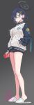  1977_oj3 1girl aroused artist_logo bike_shorts blue-framed_eyewear blue_archive blue_hair blue_halo blue_jacket box can canned_coffee chihiro_(blue_archive) commentary_request condom_box covered_nipples drink_can full_body grey_background hair_ornament halo hand_in_pocket highres holding holding_box holding_condom_box jacket letterman_jacket light_blush logo long_sleeves looking_at_viewer pussy_juice pussy_juice_drip_through_clothes rabbit_hair_ornament semi-rimless_eyewear short_hair simple_background slippers solo standing steaming_body under-rim_eyewear white_jacket 