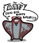  :3 big_man_(splatoon) commentary english_commentary english_text full_body haii2u manta_ray no_humans open_mouth profanity simple_background smile solo speech_bubble splatoon_(series) splatoon_3 white_background 
