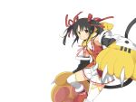  1girl :o animal_hands black_hair blush boots cat_tail cowboy_shot evenicle evenicle_(series) fang fighting_stance flat_chest game_asset gloves gurigura_(evenicle) hair_ribbon long_hair non-web_source official_art parted_lips paw_gloves pink_ribbon pleated_skirt red_boots red_ribbon ribbon sailor_collar self-datamine shirt sidelocks simple_background skirt sleeveless sleeveless_shirt solo standing standing_on_one_leg tachi-e tail thighhighs transparent_background twintails v-shaped_eyebrows variant_set white_skirt white_thighhighs yaegashi_nan yellow_eyes zettai_ryouiki 