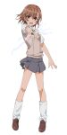  1girl :d aiming aiming_at_viewer arm_up artist_request breasts brown_eyes brown_hair brown_shoes brown_sweater_vest coin collared_shirt electricity electrokinesis emblem floating_hair flower flower_hairclip full_body grey_skirt hair_ornament hairclip hand_up highres holding holding_coin kneehighs loafers looking_at_viewer loose_socks medium_hair miniskirt misaka_mikoto official_art open_mouth penny_loafers pleated_skirt railgun_(misaka_mikoto) school_emblem school_uniform second-party_source shirt shoes short_shorts short_sleeves shorts shorts_under_skirt simple_background skirt small_breasts smile socks solo standing summer_uniform sweater_vest tachi-e teeth toaru_kagaku_no_railgun toaru_majutsu_no_index tokiwadai_school_uniform transparent_background upper_teeth_only v-neck white_flower white_shirt white_shorts white_socks wind wind_lift 