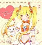  bad_id bad_pixiv_id birthday blonde_hair bow choker cure_sunshine english hair_ornament hair_ribbon happy happy_birthday heart heartcatch_precure! lacolon long_hair looking_at_viewer magical_girl midriff myoudouin_itsuki navel orange_bow orange_choker potpourri_(heartcatch_precure!) precure puffy_sleeves ribbon shirt skirt smile solo twintails wrist_cuffs yellow_eyes 