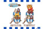  2boys ahoge animal_ears barefoot black_bow black_bowtie black_hair black_pants borrowed_character bow bowtie brown_cape cape cat_boy cat_ears clam commentary_request fish fox_hat full_body furry furry_male genba_neko_(meme) looking_at_viewer male_focus meme multiple_boys multiple_views open_mouth orange_eyes pants phen_(ragnarok_online) protected_link pullcart ragnarok_online red_eruma ro_mugi seaweed shellfish_(ragnarok_online) short_hair sitting smile starfish summoner_(ragnarok_online) swordfish translation_request walking white_background 