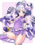  ahoge bare_shoulders belt blue_eyes braid claws haku_(p&amp;d) long_hair looking_at_viewer multicolored_hair parted_lips purple_hair puzzle_&amp;_dragons shouni_(sato3) solo tail thighs tiger_tail twin_braids white_hair 