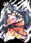  1girl absurdres animal_ears breasts chirizuka_ubame clenched_hands combat2000_(kuroneko) commentary_request full_body grey_hair hair_ornament highres large_breasts leaning_forward long_hair looking_at_viewer open_mouth orange_skirt purple_eyes skirt solo touhou very_long_hair 