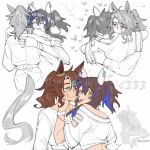  +++ 2girls :p ;p ^_^ animal_ears belt blue_eyes blue_hair blush bracelet brown_hair closed_eyes closed_mouth colored_inner_hair commentary daitaku_helios_(fun_fun_party_night)_(umamusume) daitaku_helios_(umamusume) dlanon ear_covers ear_ornament english_commentary facial_mark fang hair_between_eyes hand_on_another's_cheek hand_on_another's_face heart horse_ears horse_girl horse_tail hug jewelry long_hair long_sleeves looking_at_viewer mejiro_palmer_(casual)_(umamusume) mejiro_palmer_(umamusume) multicolored_hair multiple_girls multiple_views one_eye_closed pants partially_colored ponytail shirt short_sleeves star_(symbol) star_facial_mark streaked_hair tail tail_through_clothes tongue tongue_out triangle triangle_facial_mark umamusume white_streaks yellow_eyes yuri 