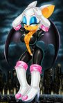  anthro bat big_breasts blue_eyes breasts cleavage clothed clothing female hair looking_at_viewer mammal navel pubes rouge_the_bat rubber sega solo sonic_(series) therealshadman white_hair wings 