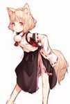  animal_ears detached_sleeves inubashiri_momiji junwool looking_at_viewer no_hat no_headwear no_panties red_eyes short_hair simple_background sketch skirt solo tail touhou white_background white_hair wolf_ears wolf_tail 