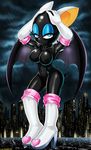  anthro bat big_breasts blue_eyes breasts female hair looking_at_viewer mammal navel rouge_the_bat rubber sega solo sonic_(series) therealshadman white_hair wings 